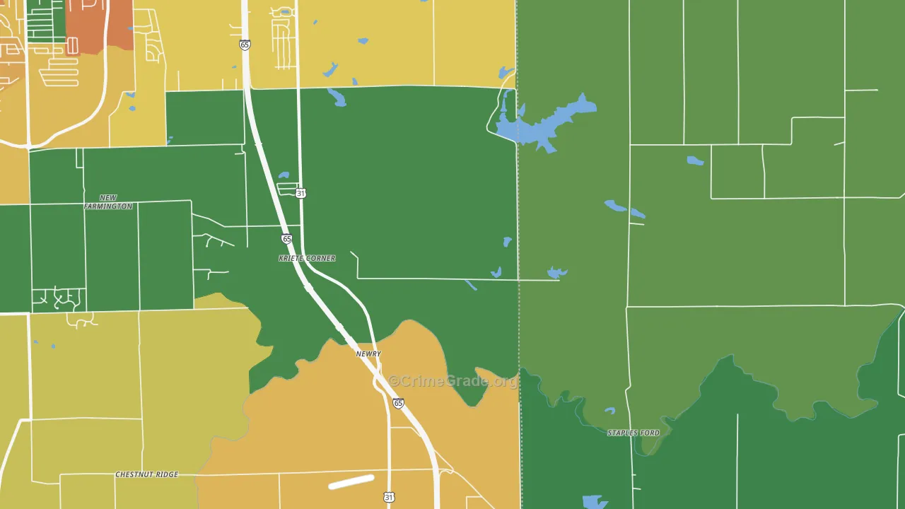 Kriete Corners, IN Map of Theft Rates