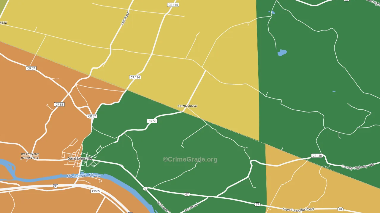 Kringsbush, NY Map of Theft Rates