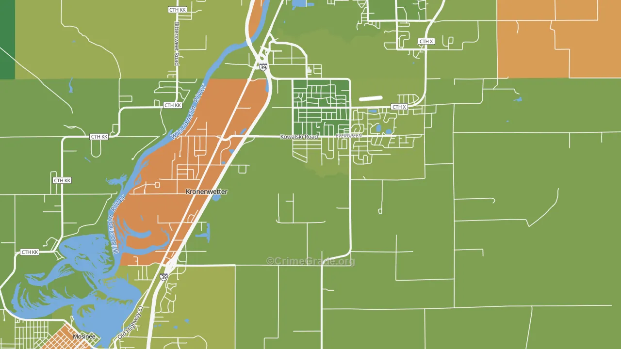 Kronenwetter, WI Map of Theft Rates