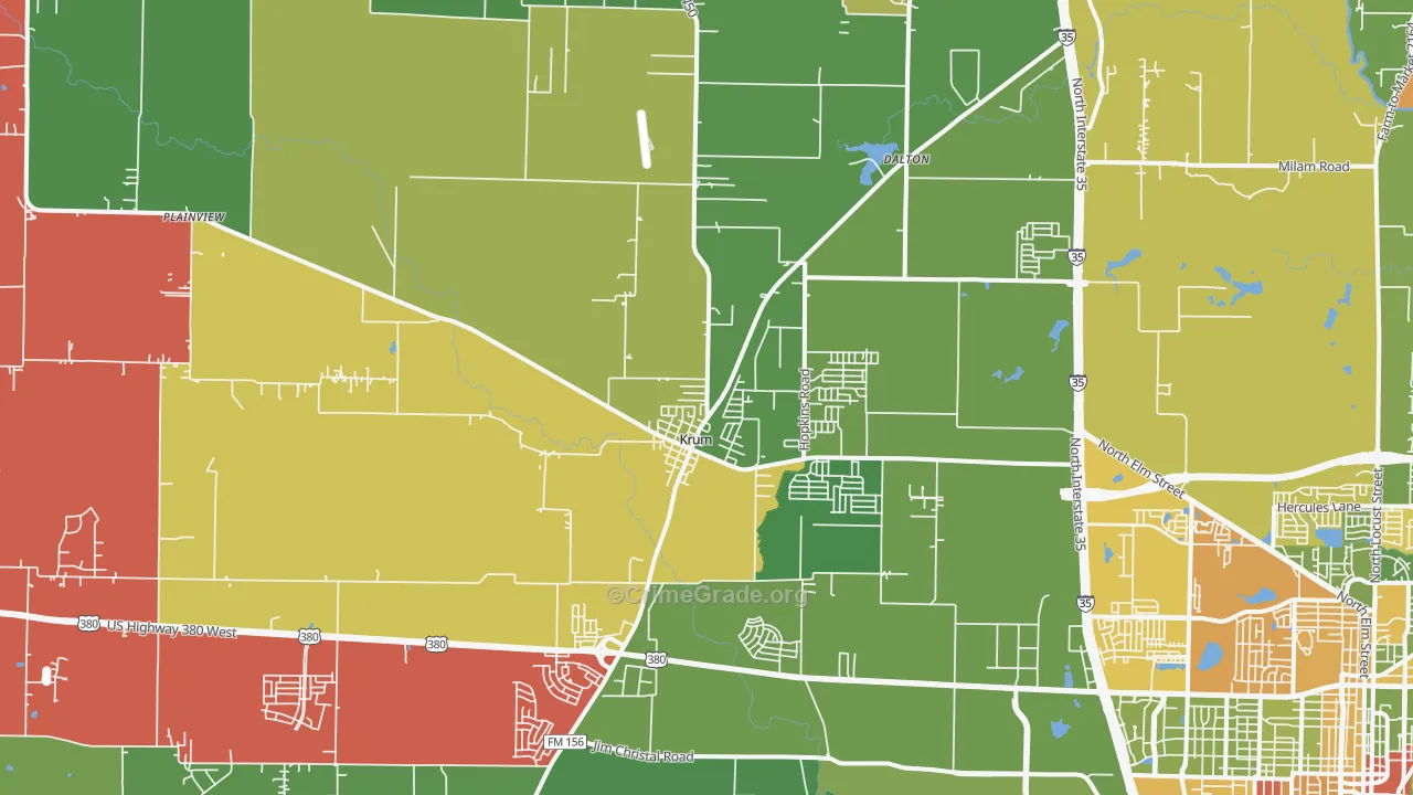 Krum, TX Map of Theft Rates