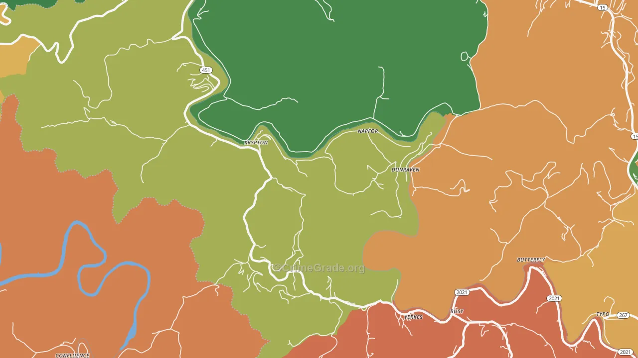 Krypton, KY Map of Theft Rates