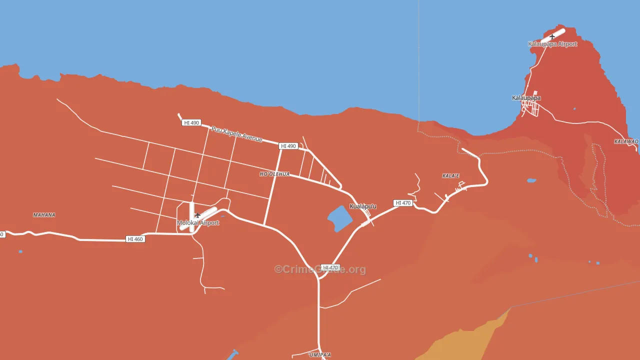 Kualapuu, HI Map of Theft Rates