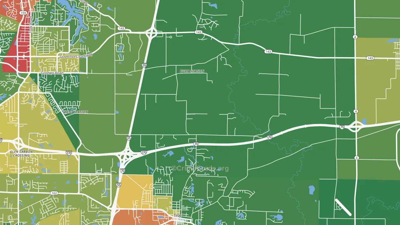 Kuhn Station, IL Map of Theft Rates