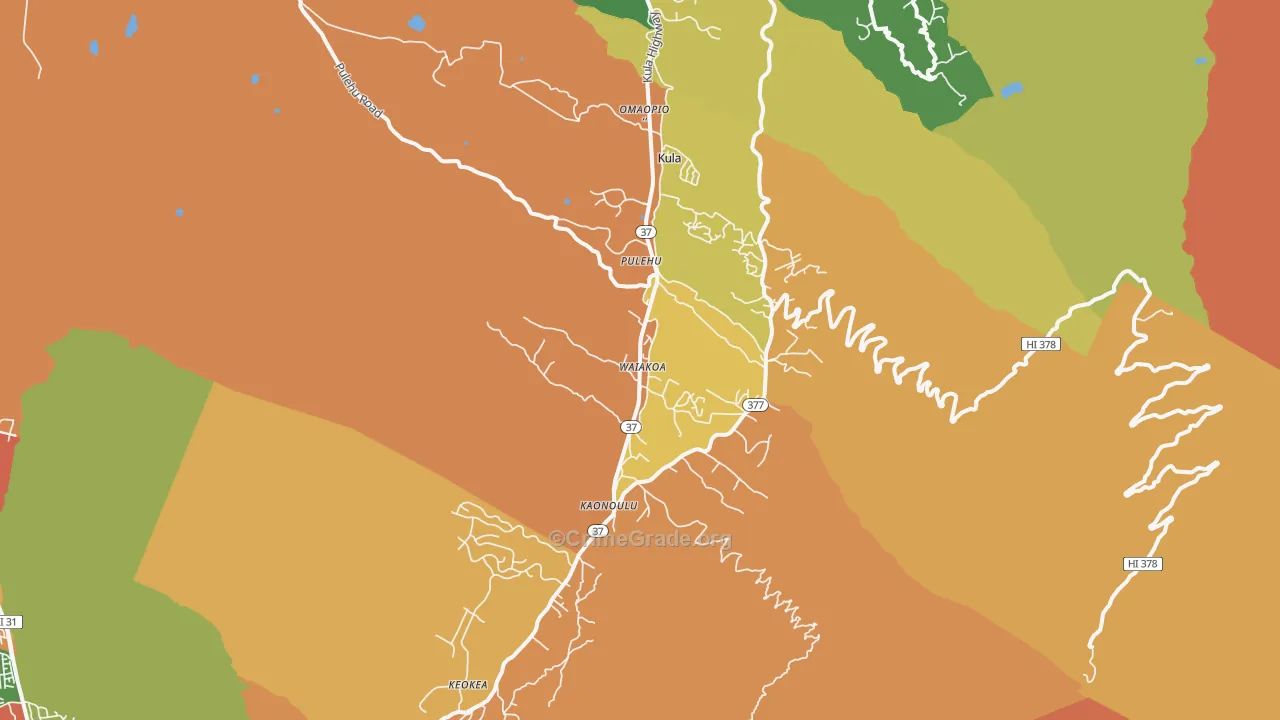 Kula, HI Map of Theft Rates