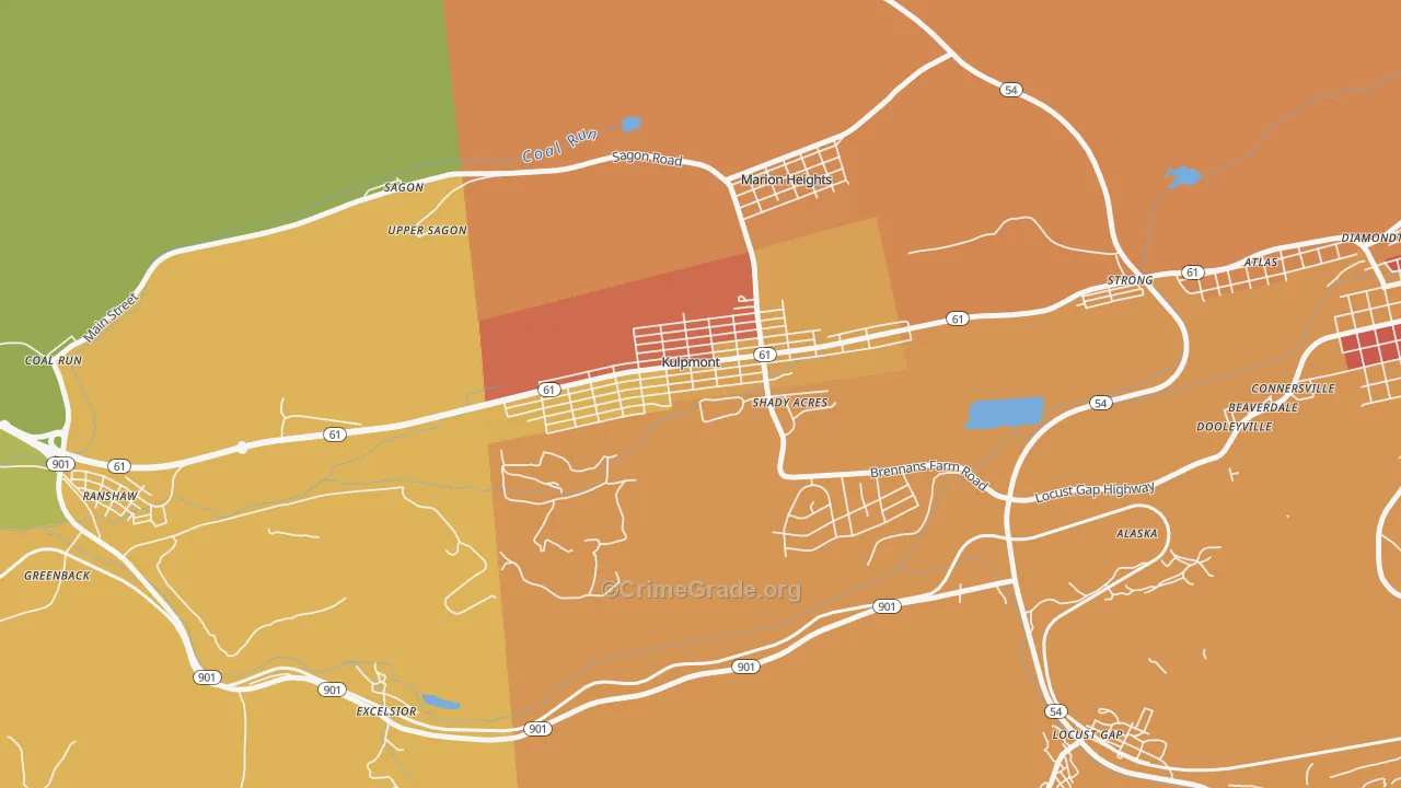 Kulpmont, PA Map of Theft Rates