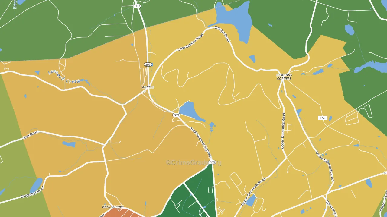Kunkle, PA Map of Theft Rates