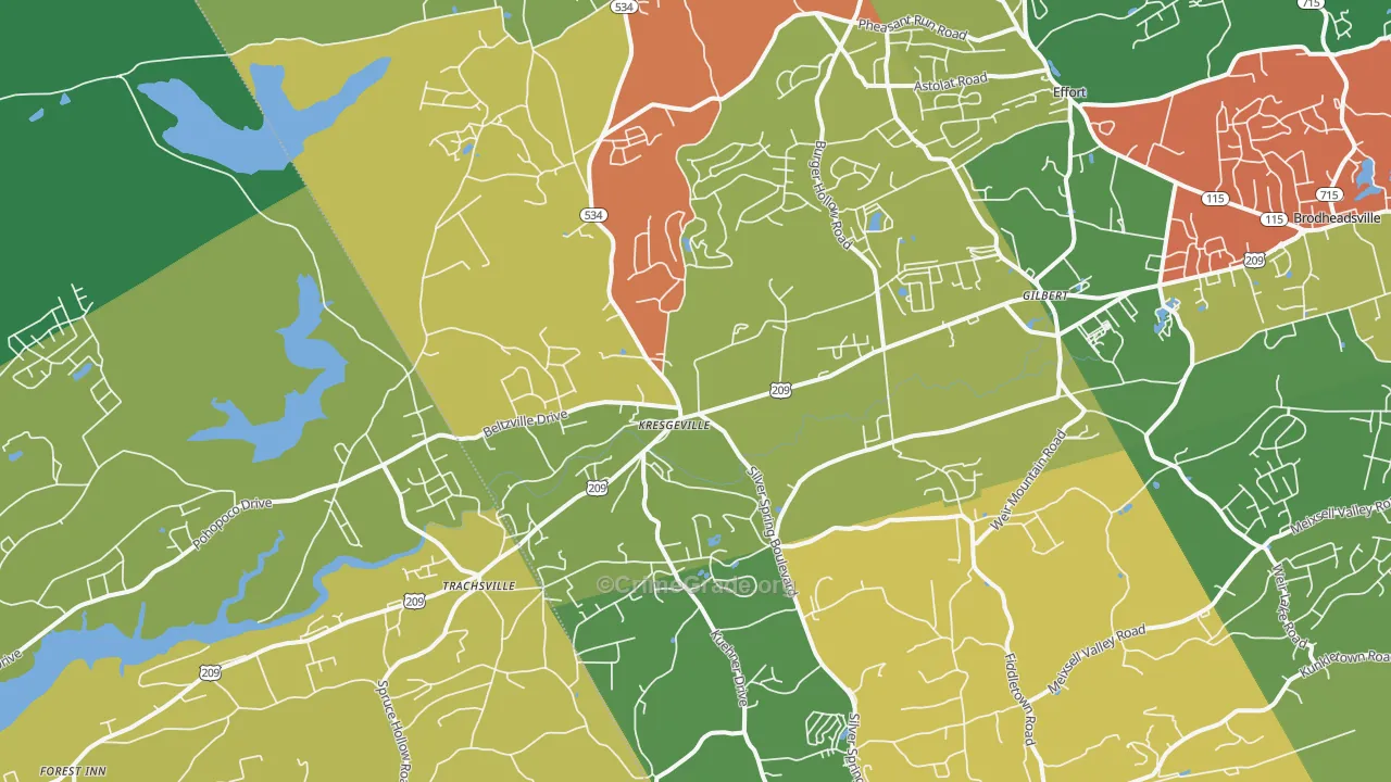 Kunkletown, PA Map of Theft Rates