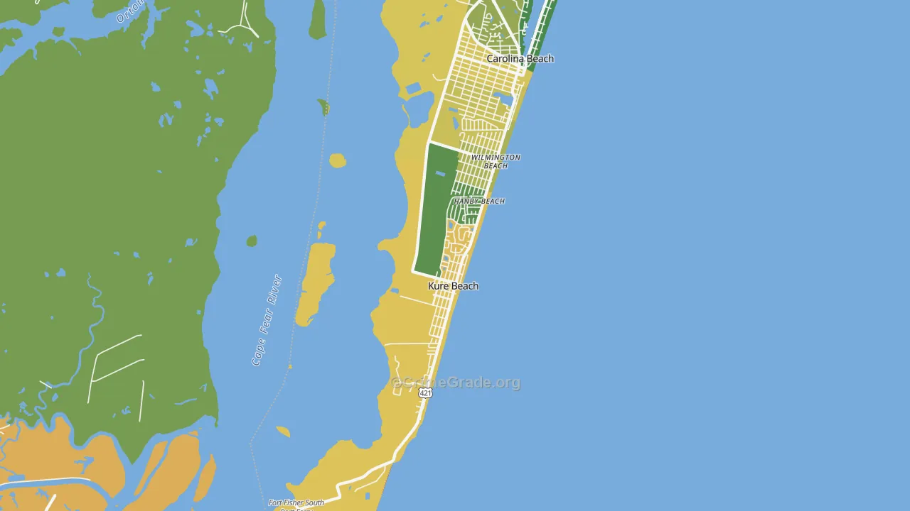 Kure Beach, NC Map of Theft Rates