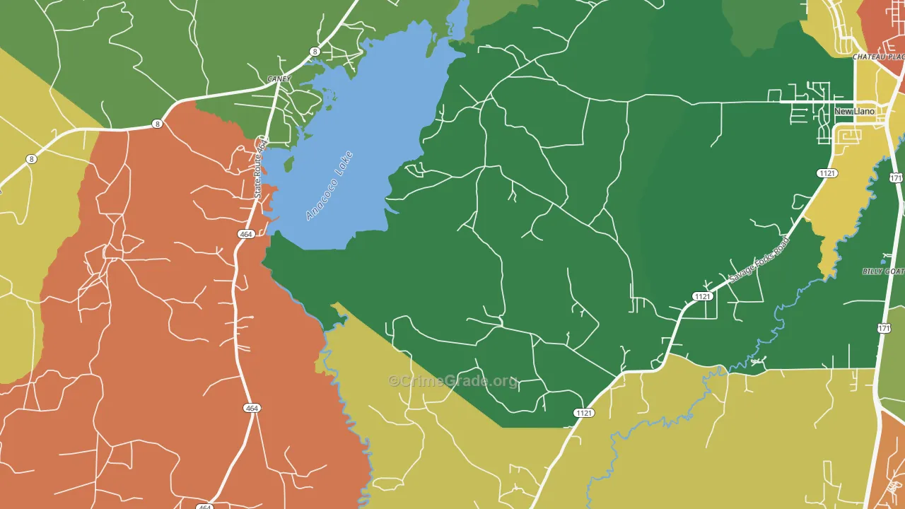 Kurthwood, LA Map of Theft Rates