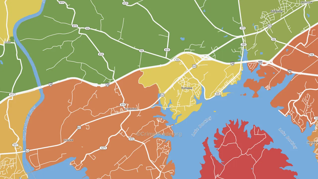 Kuttawa, KY Map of Theft Rates