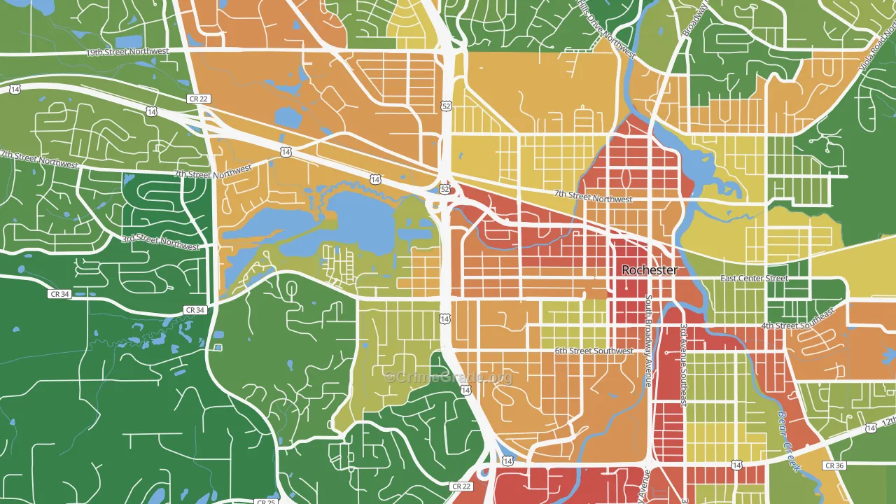 Kutzky Park, Rochester, MN Map of Theft Rates