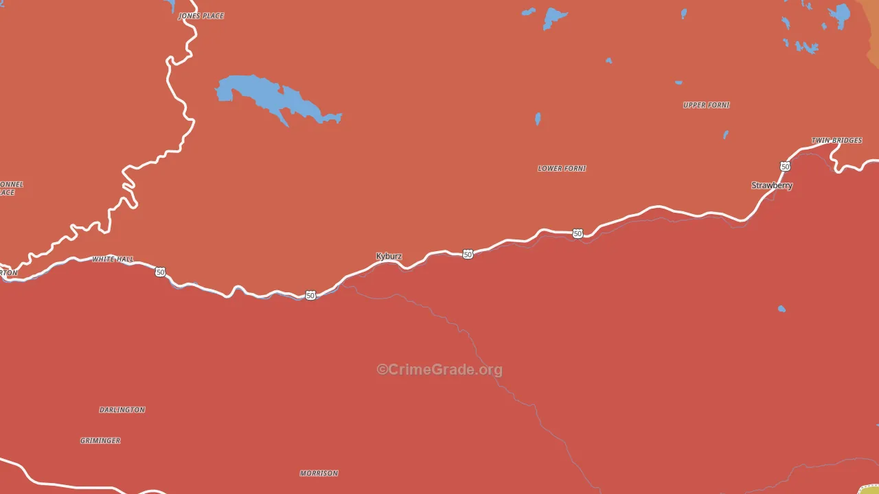 Kyburz, CA Map of Theft Rates