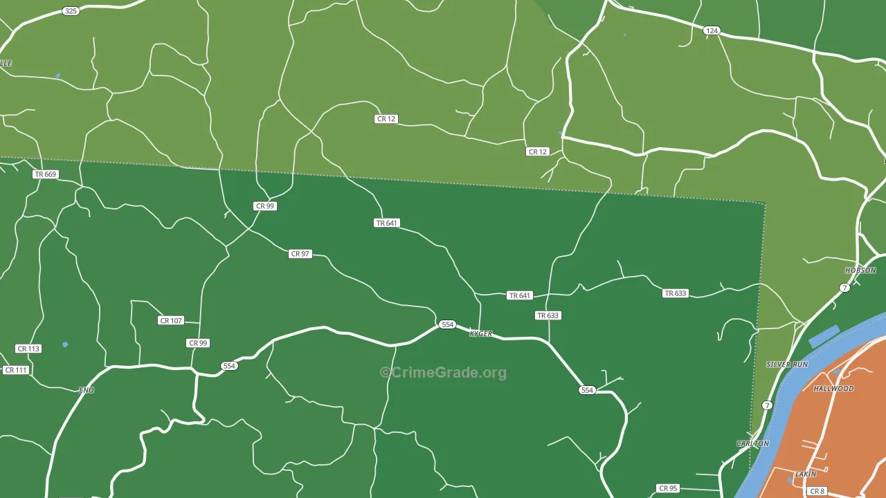 Kyger, OH Map of Theft Rates