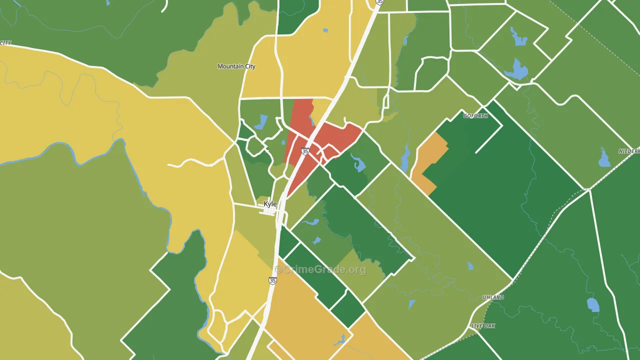 Kyle, TX Map of Theft Rates