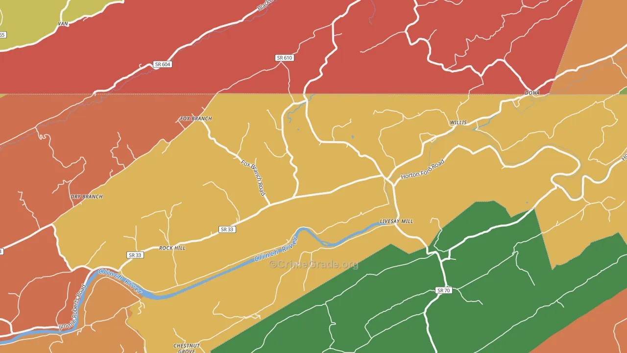 Kyles Ford, TN Map of Theft Rates