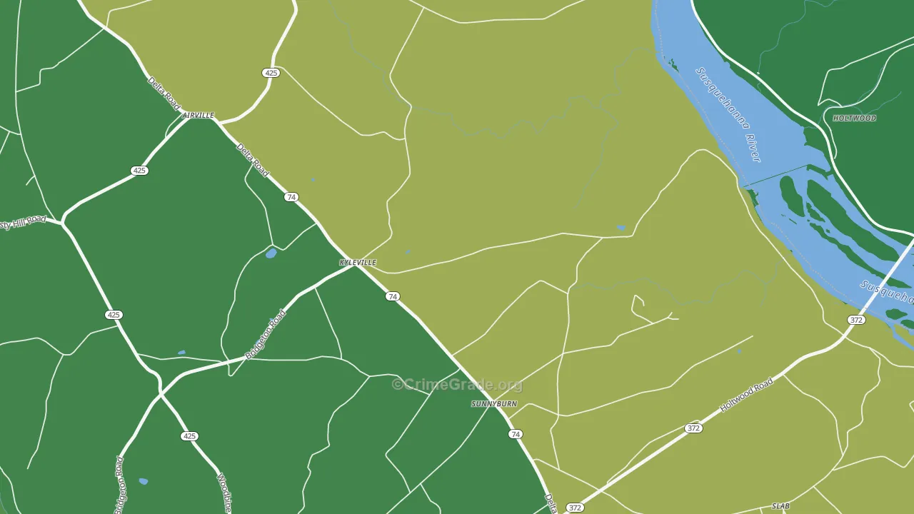 Kyleville, PA Map of Theft Rates