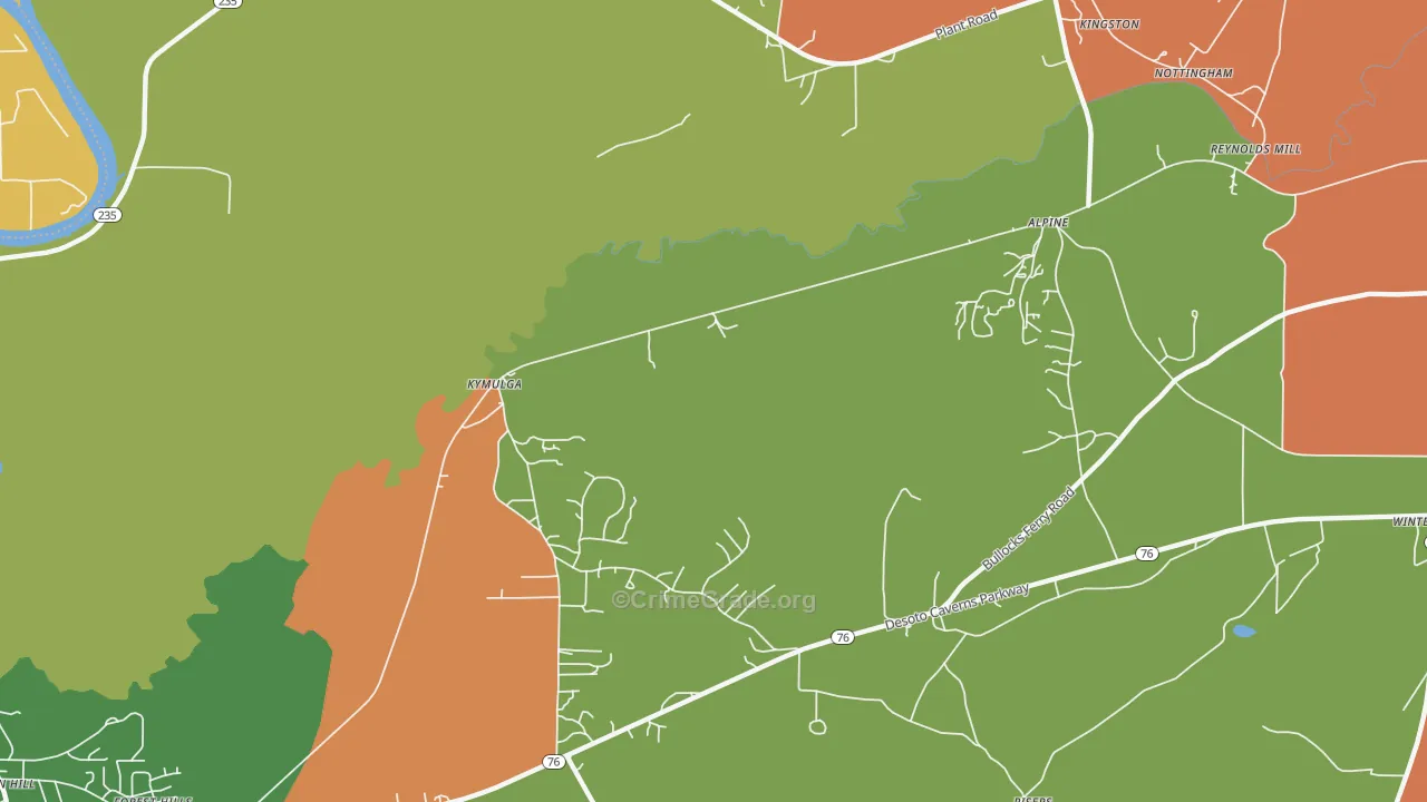 Kymulga, AL Map of Theft Rates