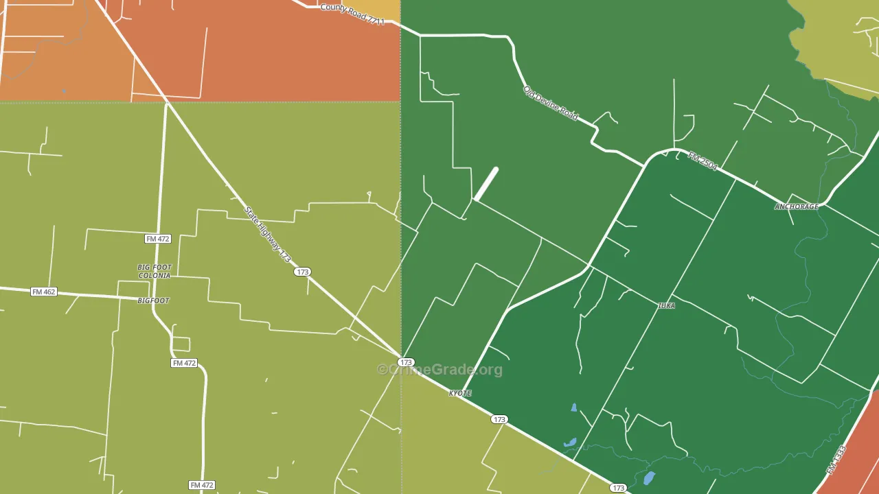 Kyote, TX Map of Theft Rates