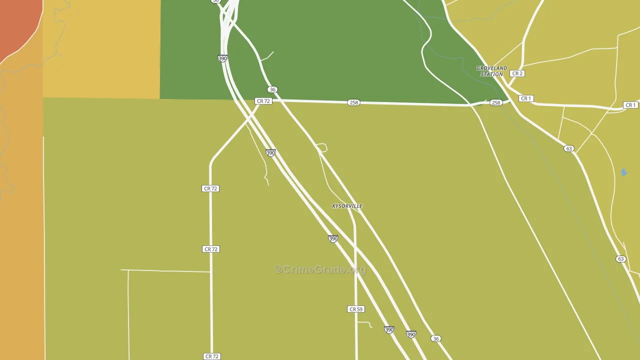 Kysorville, NY Map of Theft Rates
