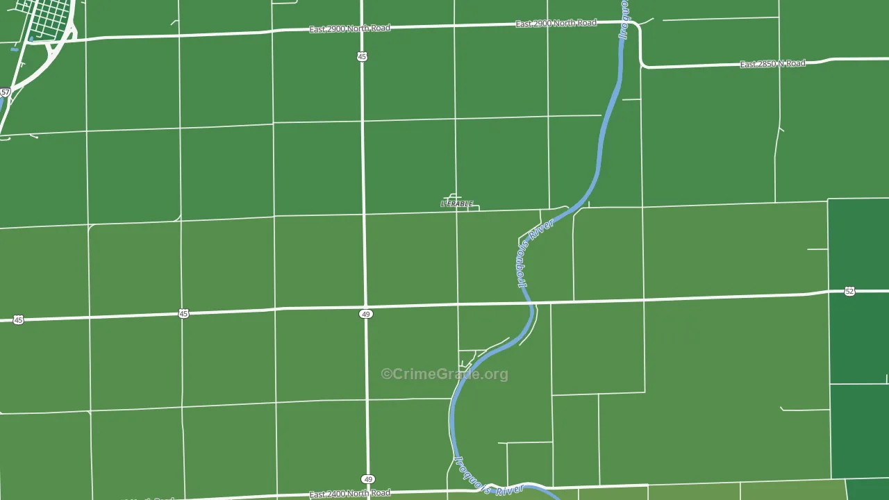 L'Erable, IL Map of Theft Rates