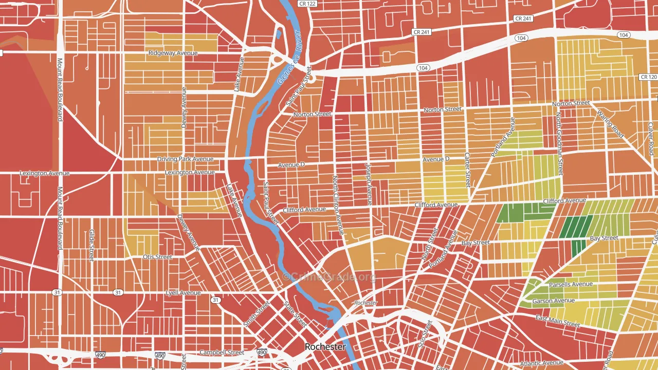La Avenida, Rochester, NY Map of Theft Rates