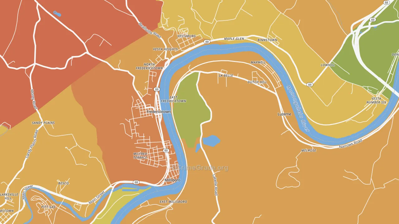 La Belle, PA Map of Theft Rates