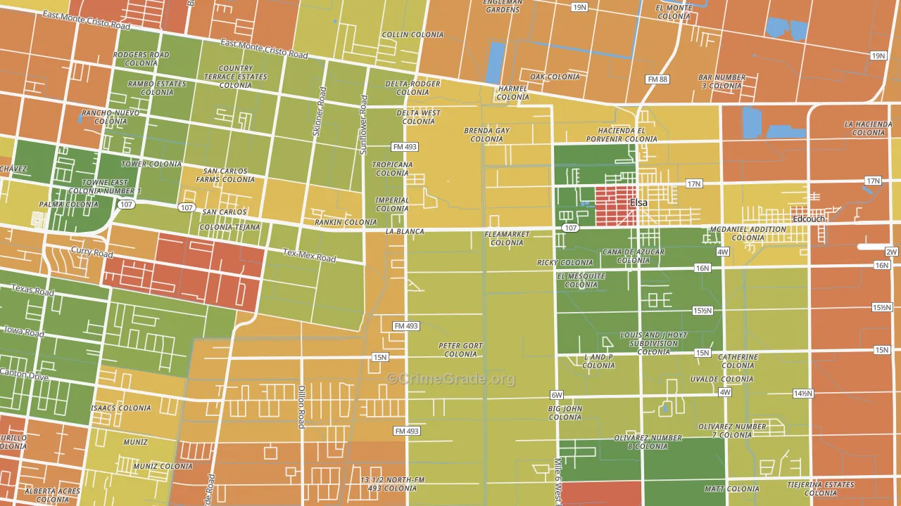 La Blanca, TX Map of Theft Rates