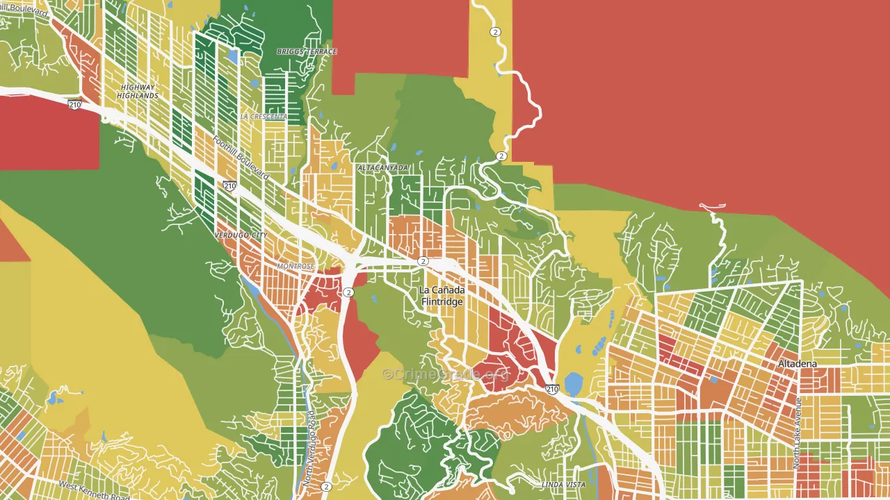 La Canada Flintridge, CA Map of Theft Rates