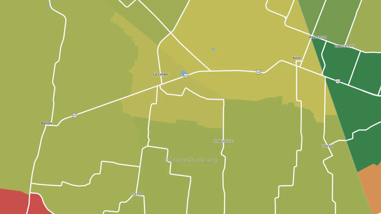 La Center, KY Map of Theft Rates
