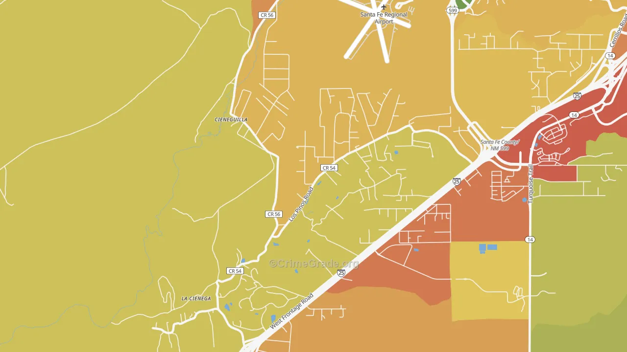 La Cienega, NM Map of Theft Rates
