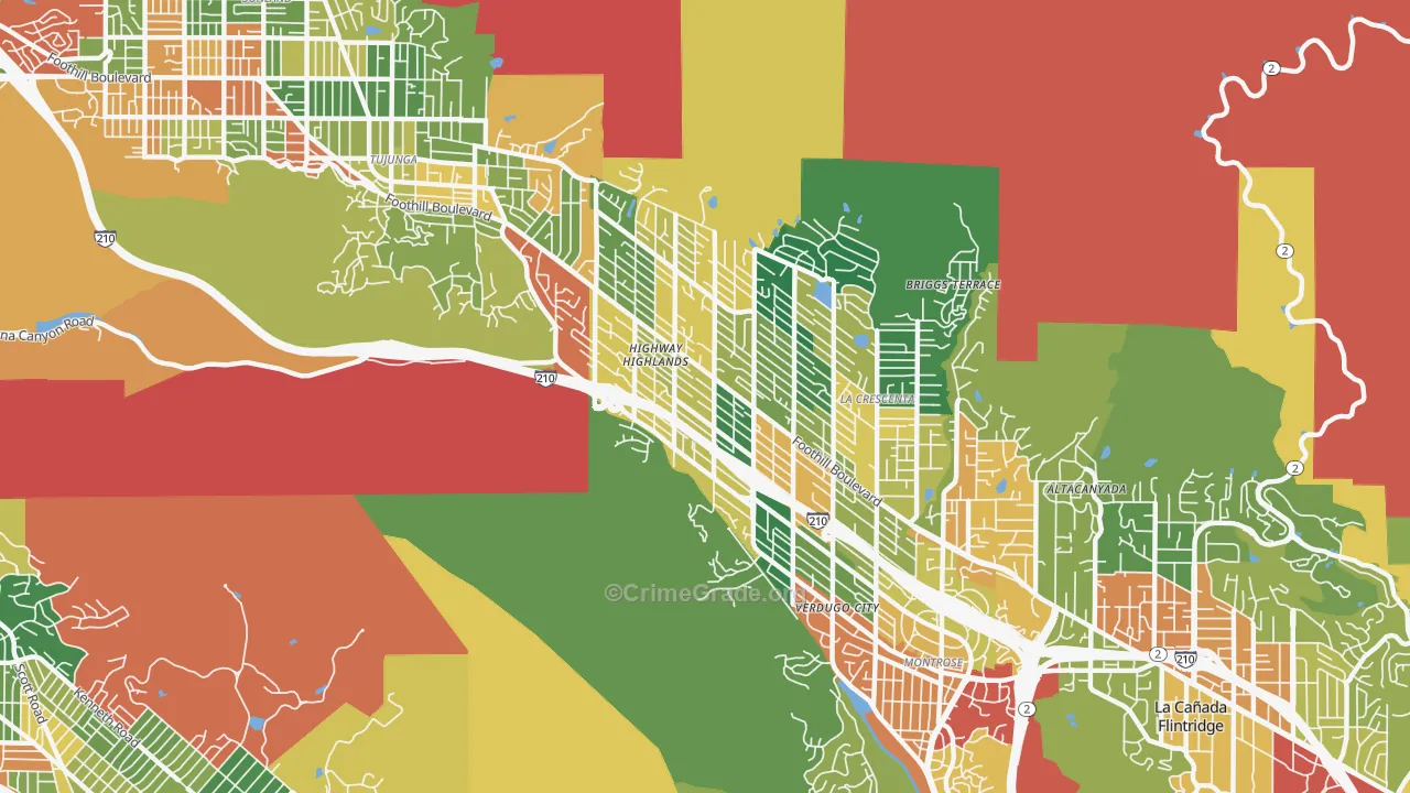La Crescenta, CA Map of Theft Rates