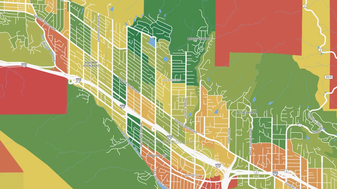 La Crescenta-Montrose, CA Map of Theft Rates