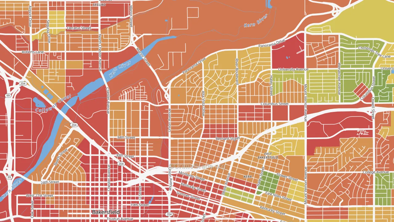 La Cresta-Alta Vista, Bakersfield, CA Map of Theft Rates
