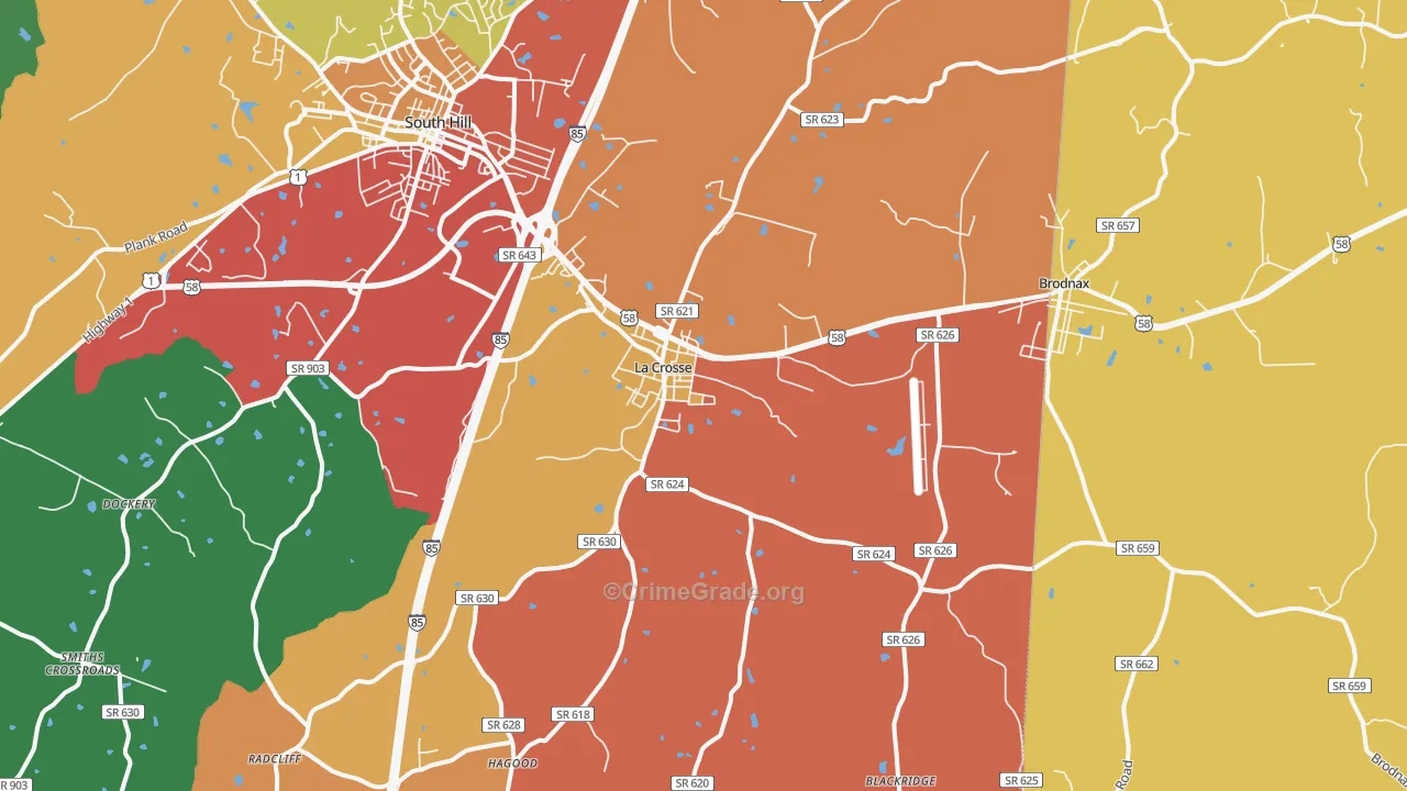 La Crosse, VA Map of Theft Rates