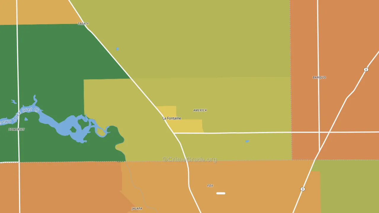 La Fontaine, IN Map of Theft Rates