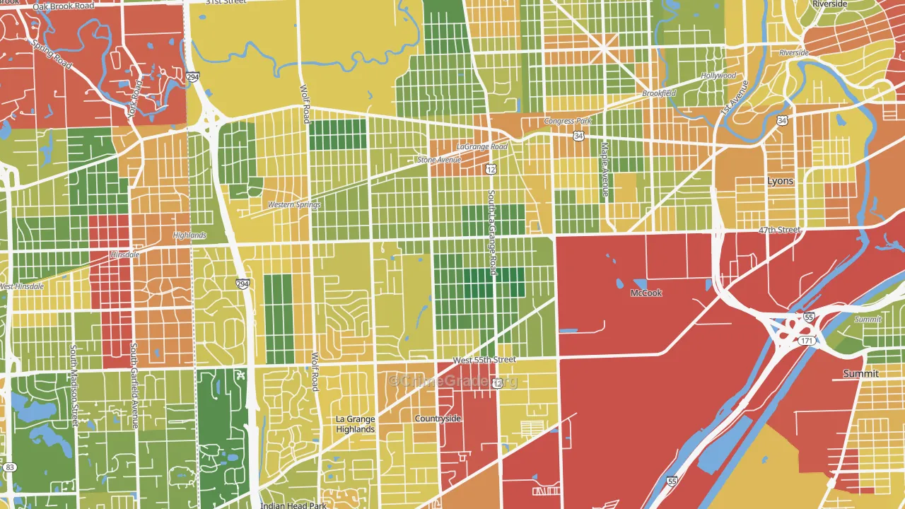 La Grange, IL Map of Theft Rates