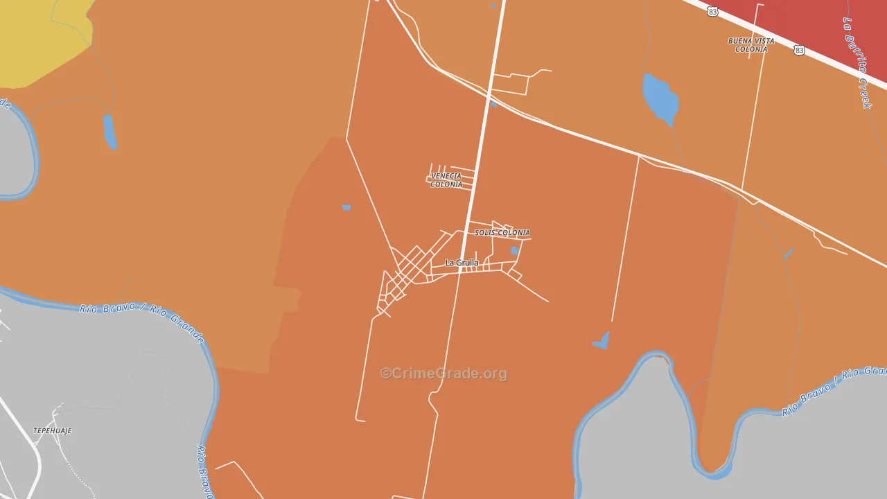 La Grulla, TX Map of Theft Rates