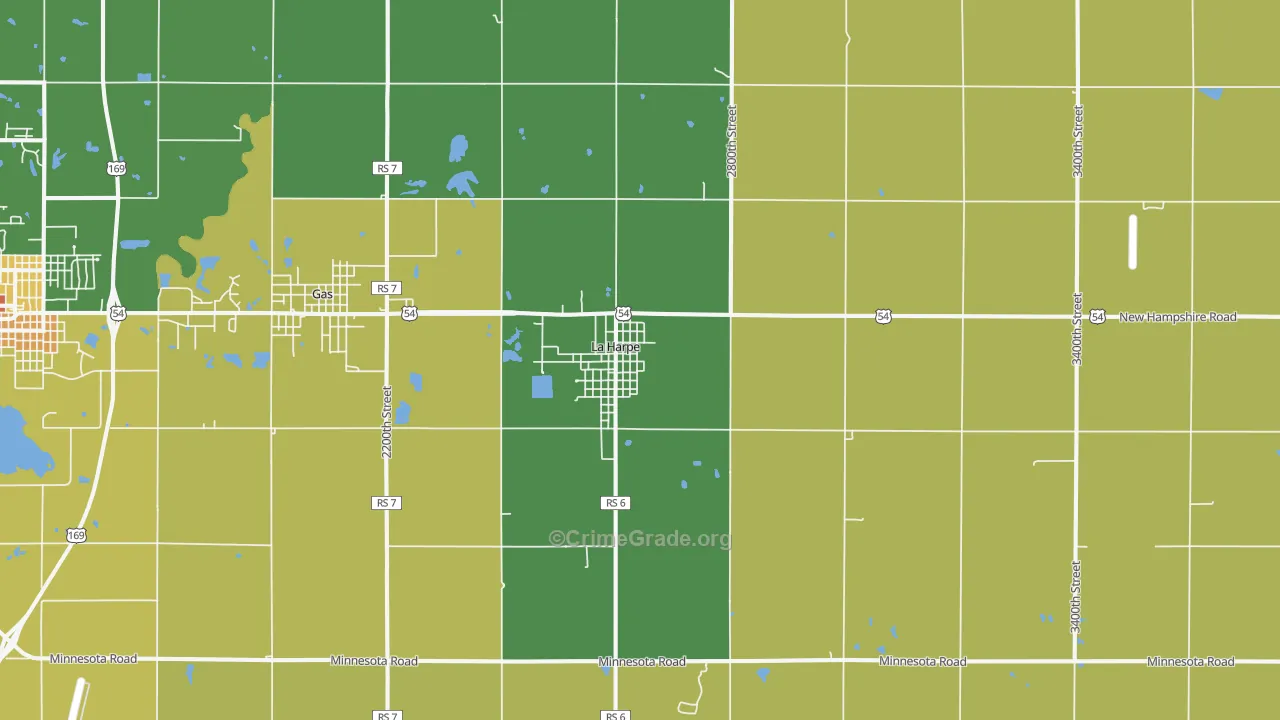 La Harpe, KS Map of Theft Rates