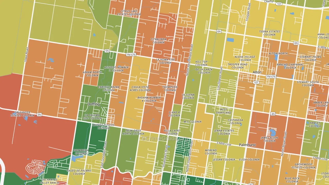 La Homa, Mission, TX Map of Theft Rates