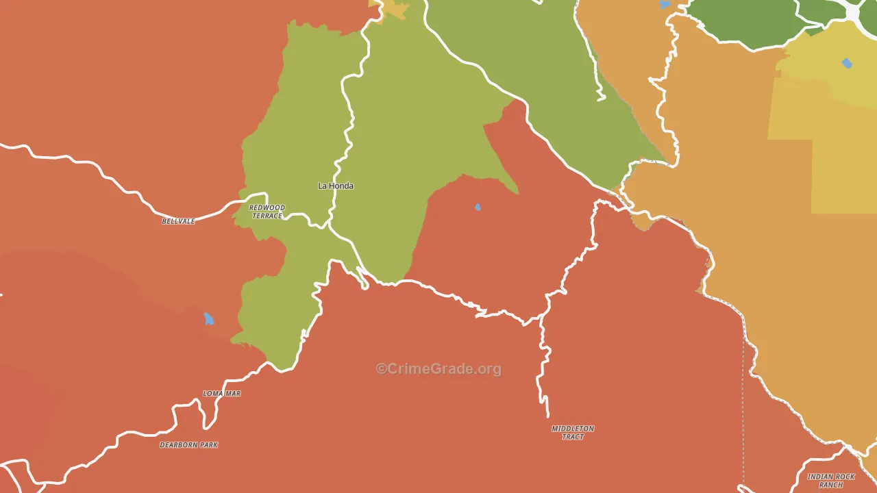 La Honda, CA Map of Theft Rates