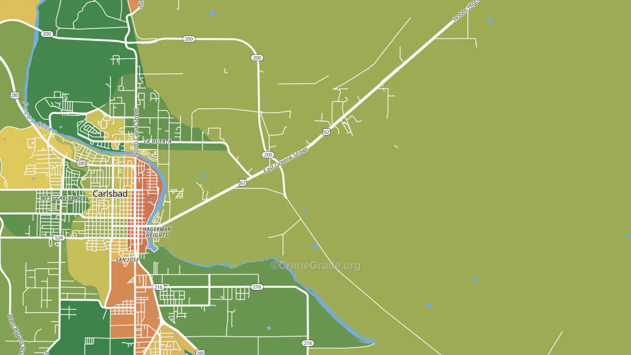 La Huerta, NM Map of Theft Rates