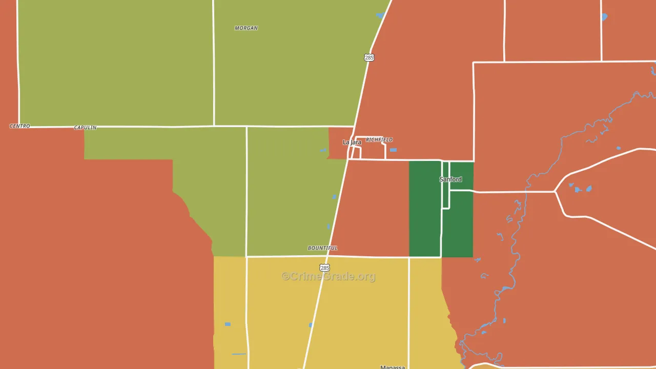 La Jara, CO Map of Theft Rates