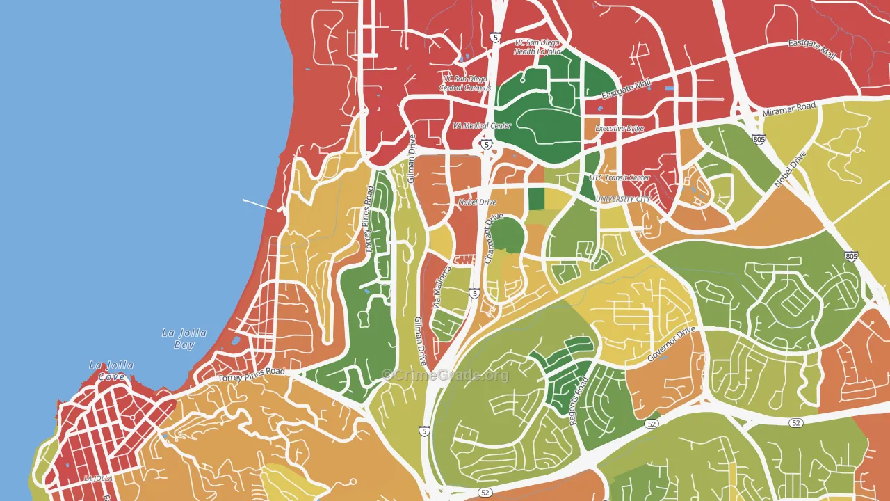 La Jolla Village, La Jolla, CA Map of Theft Rates