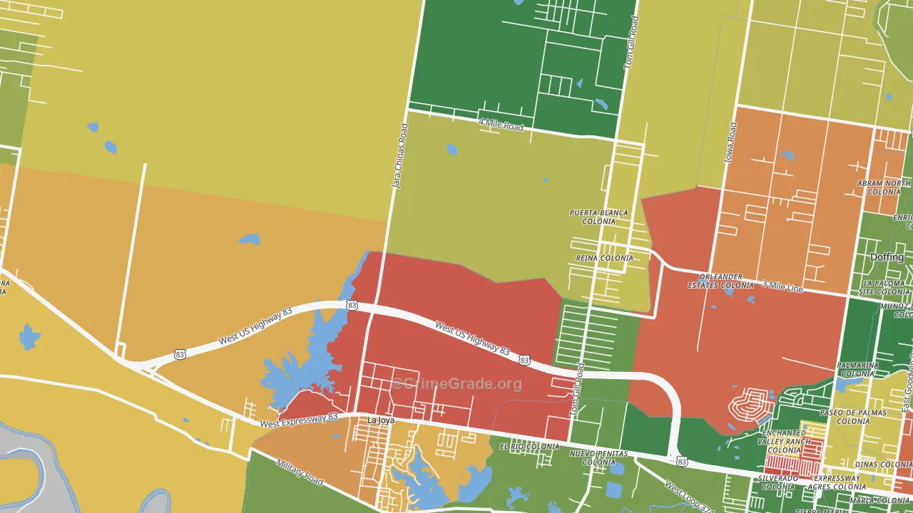 La Joya, TX Map of Theft Rates