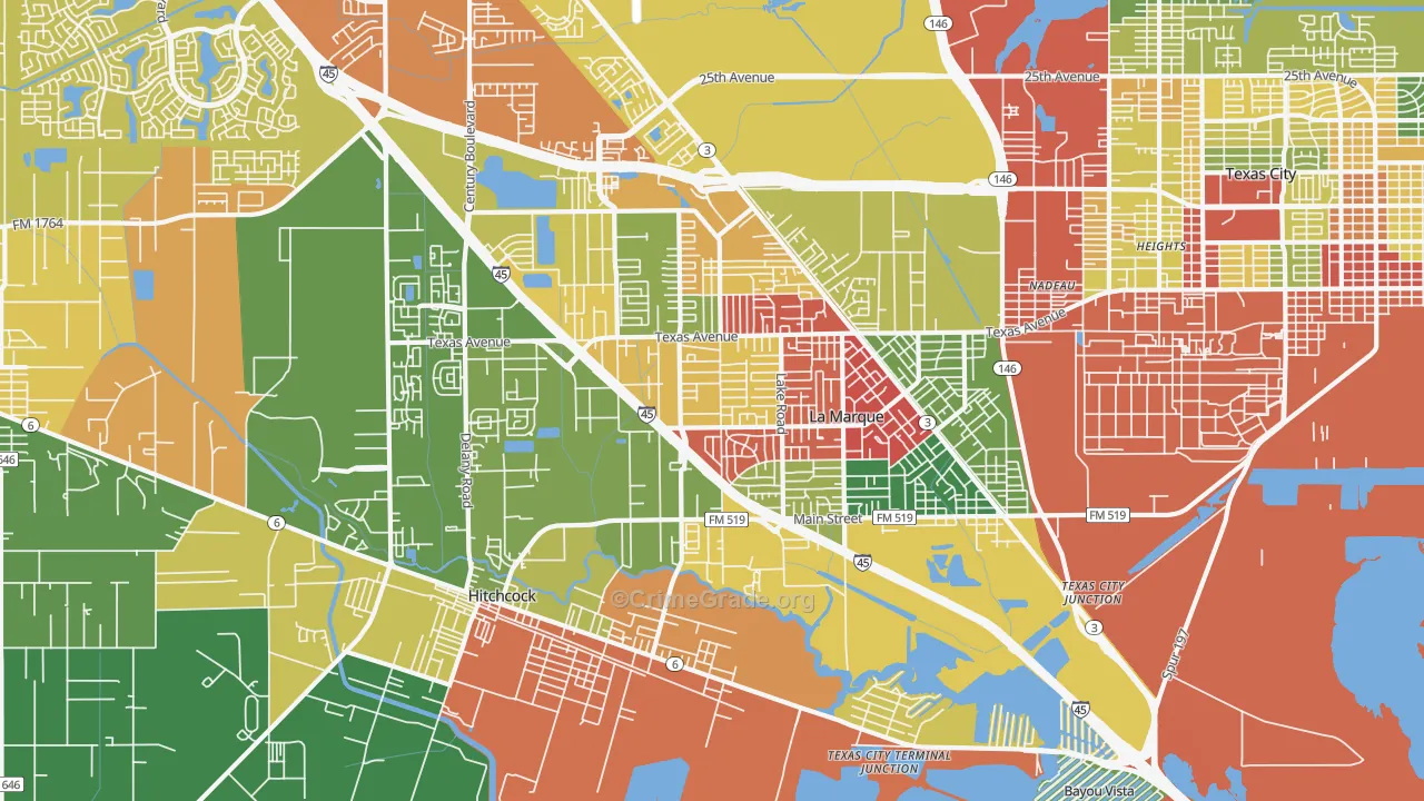 La Marque, TX Map of Theft Rates