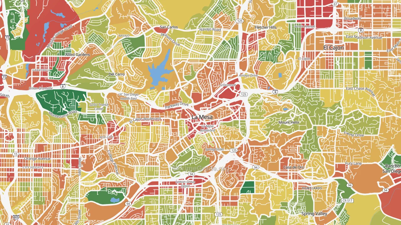 La Mesa, CA Map of Theft Rates