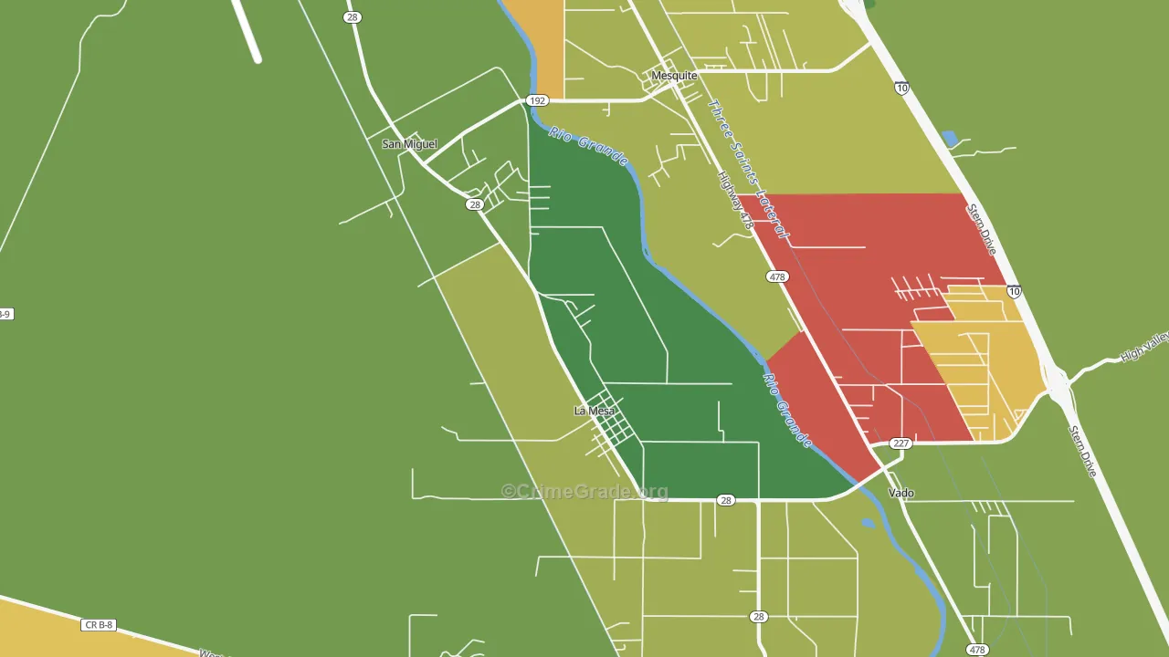 La Mesa, NM Map of Theft Rates