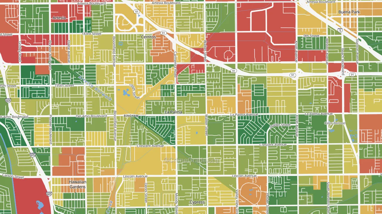 La Palma, CA Map of Theft Rates