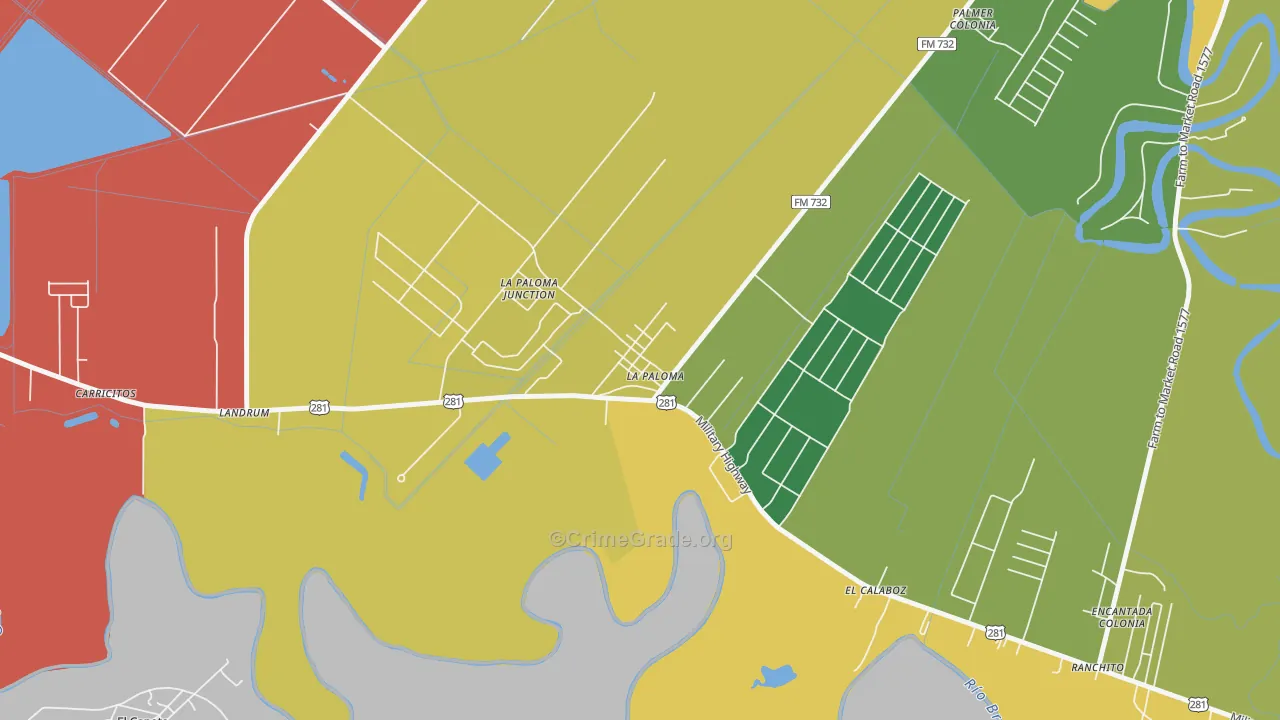 La Paloma, TX Map of Theft Rates