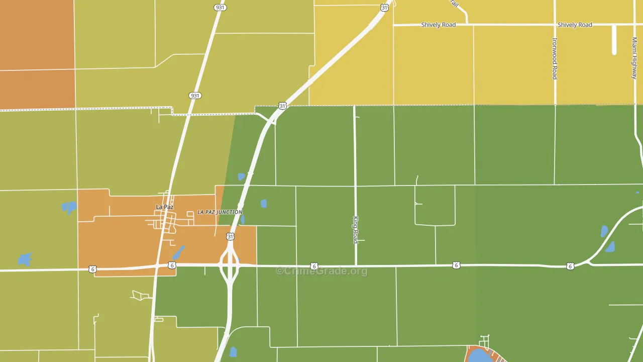 La Paz Junction, IN Map of Theft Rates